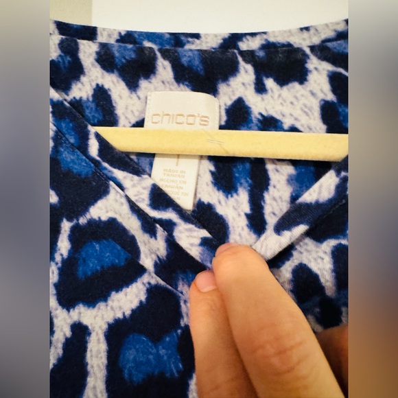 Chico's Black and Blue Animal Print Blouse - Picture 3 of 7
